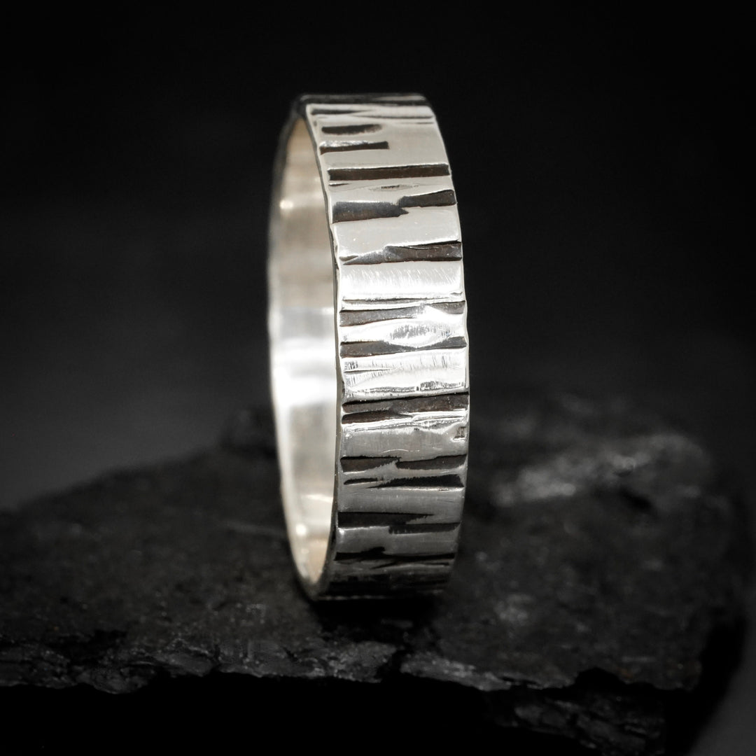 Hammered Birch Tree Band Ring