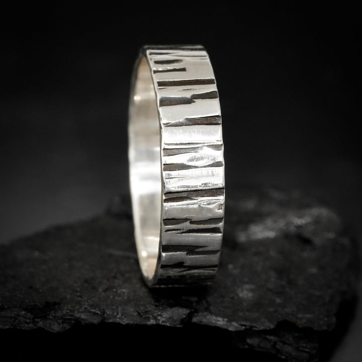 Hammered Birch Tree Band Ring