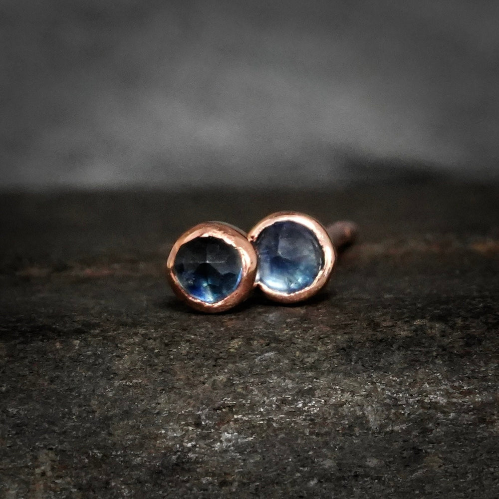 Tiny Blue Sapphire Stud Earrings