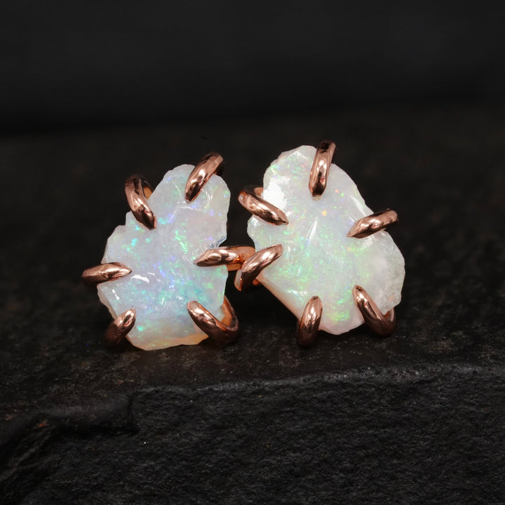 RTS 14k Rose Gold Raw Opal Studs