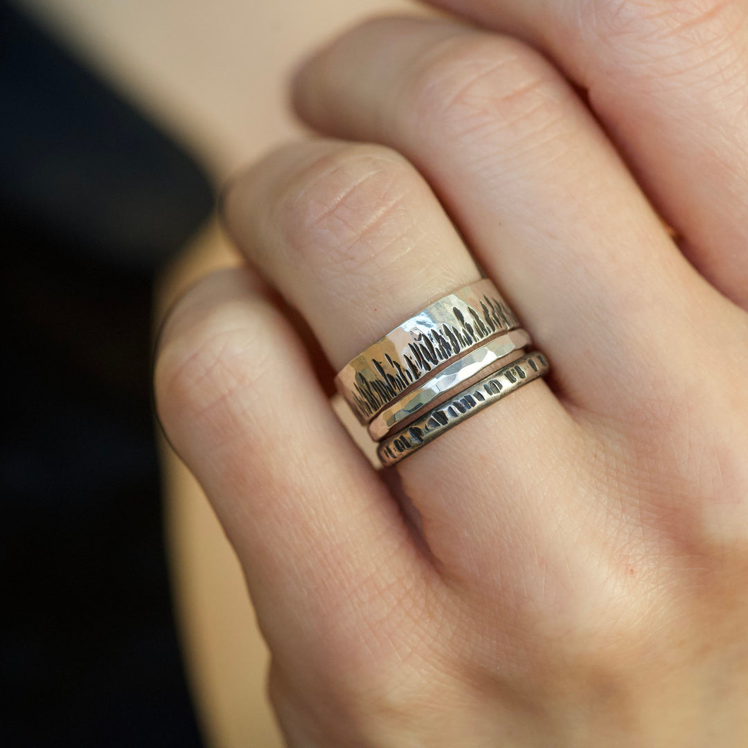 SET of 3 RINGS Rustic Stacking Ring Set