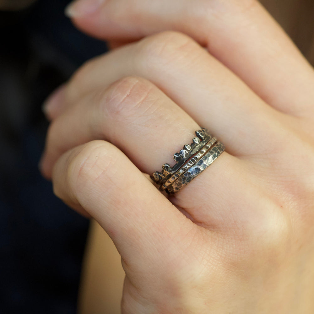 SET of 3 RINGS Rustic Stacking Ring Set