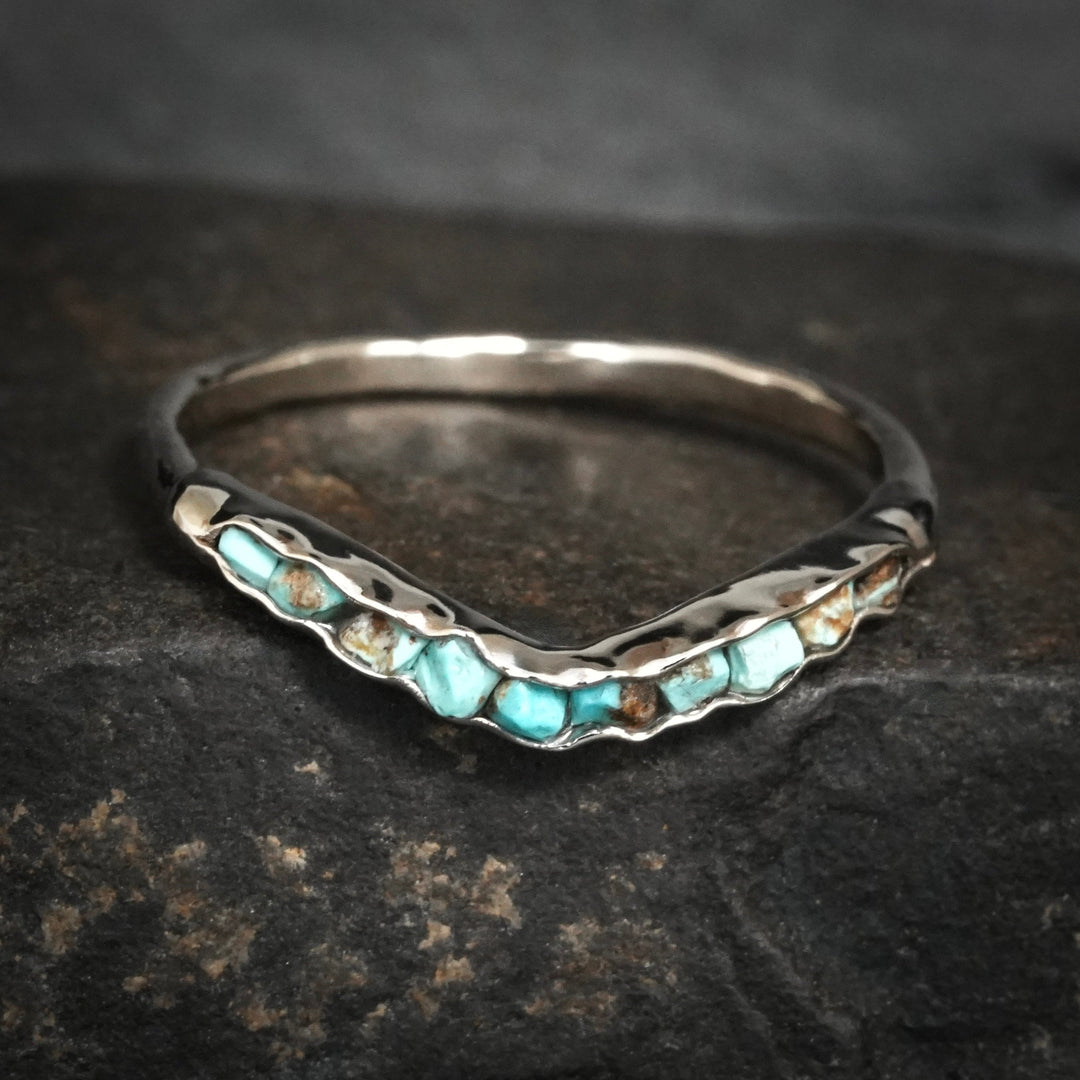 Unique Raw Turquoise Wave Ring