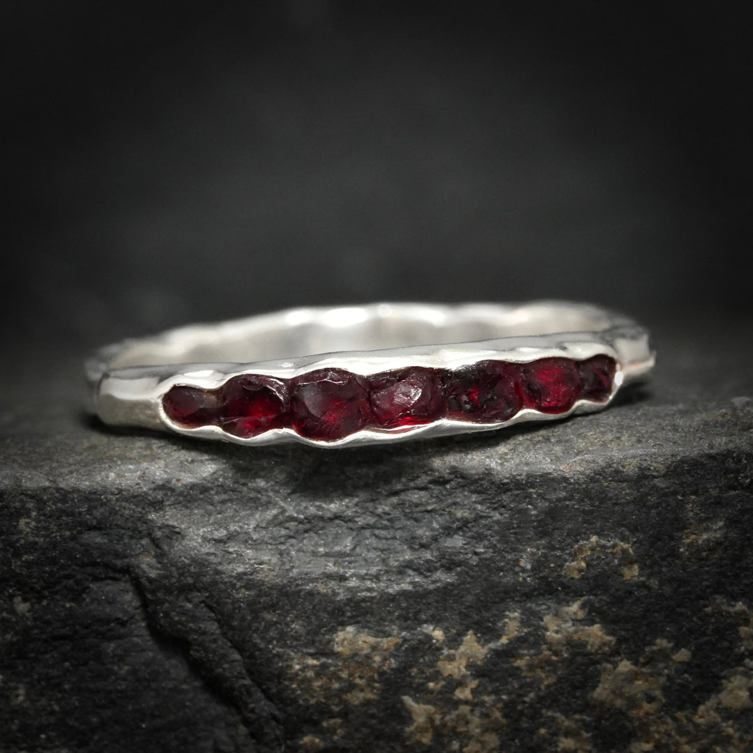 Raw Red Garnet Ring