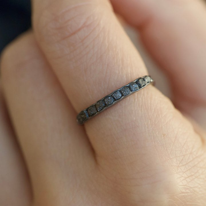 Raw Black Diamond Wedding Band