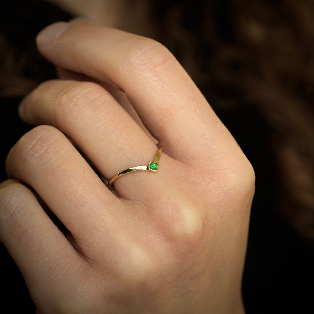 Emerald Chevron Ring