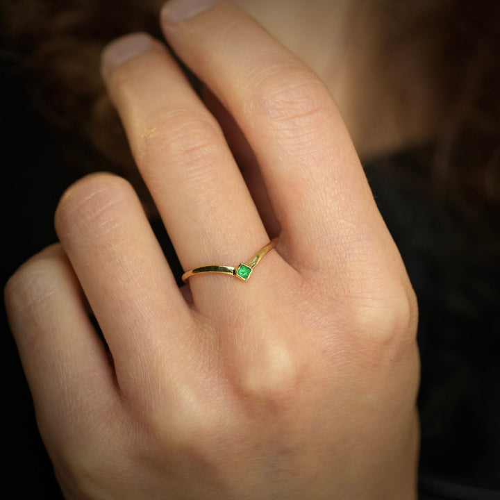 Emerald Chevron Ring