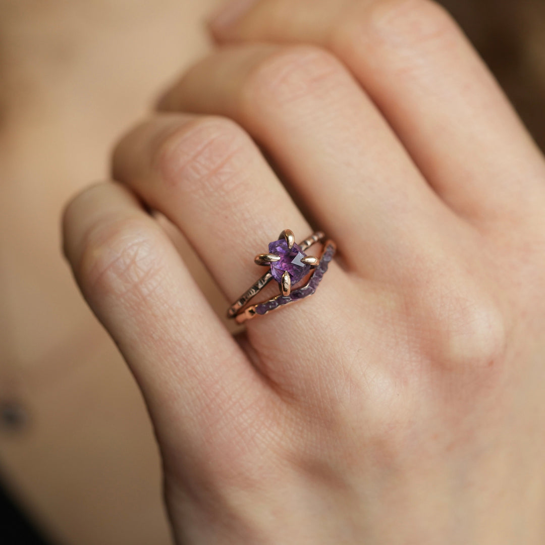 Raw Amethyst Ring Set