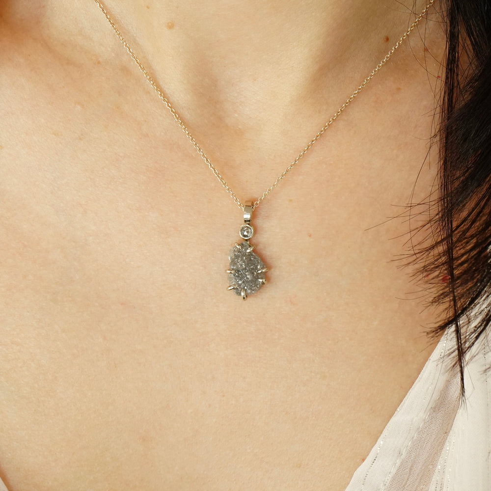 Raw Grey Diamond Necklace