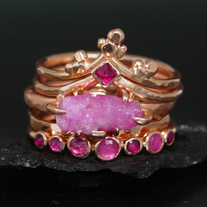 Natural Square Ruby Wave Ring