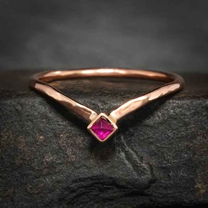 Natural Square Ruby Wave Ring