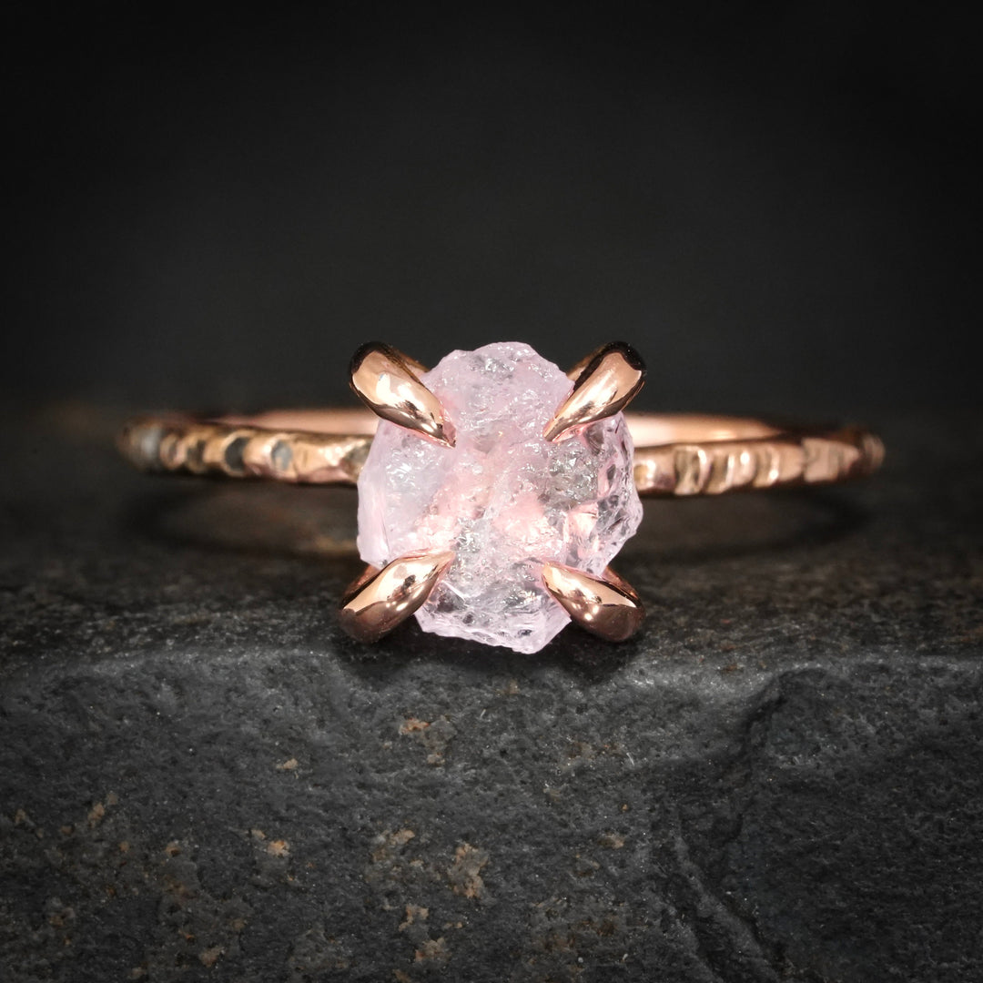 Custom Large Raw Morganite Ring