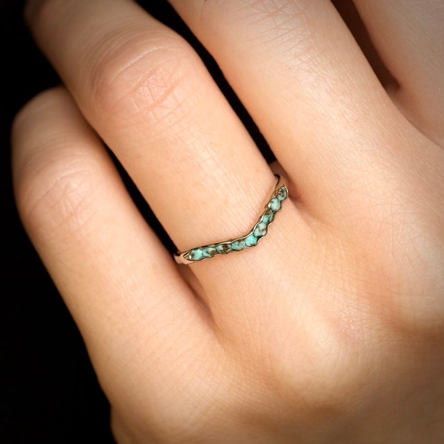 Unique Raw Turquoise Wave Ring