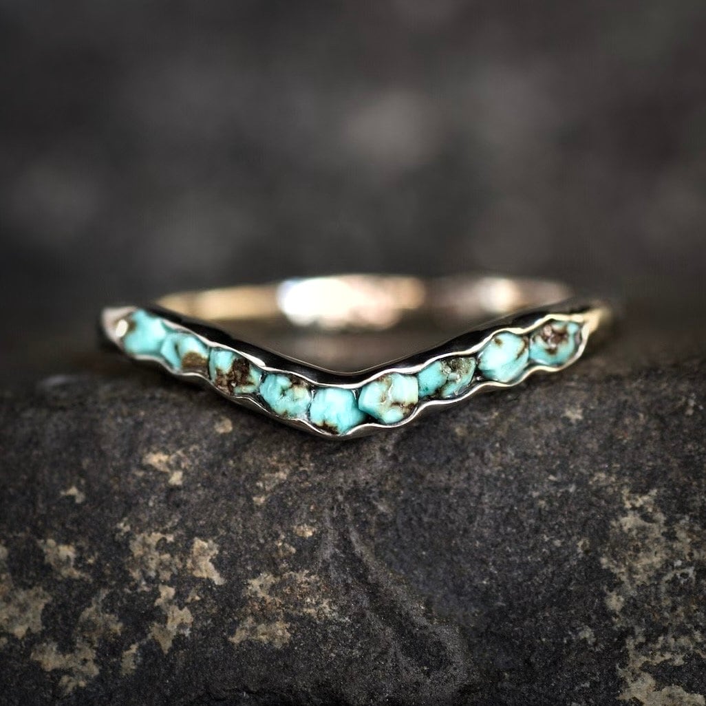 Unique Raw Turquoise Wave Ring