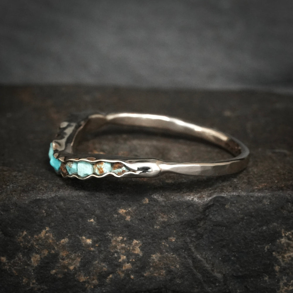 Unique Raw Turquoise Wave Ring