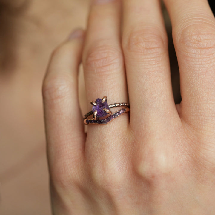 Raw Amethyst Ring Set