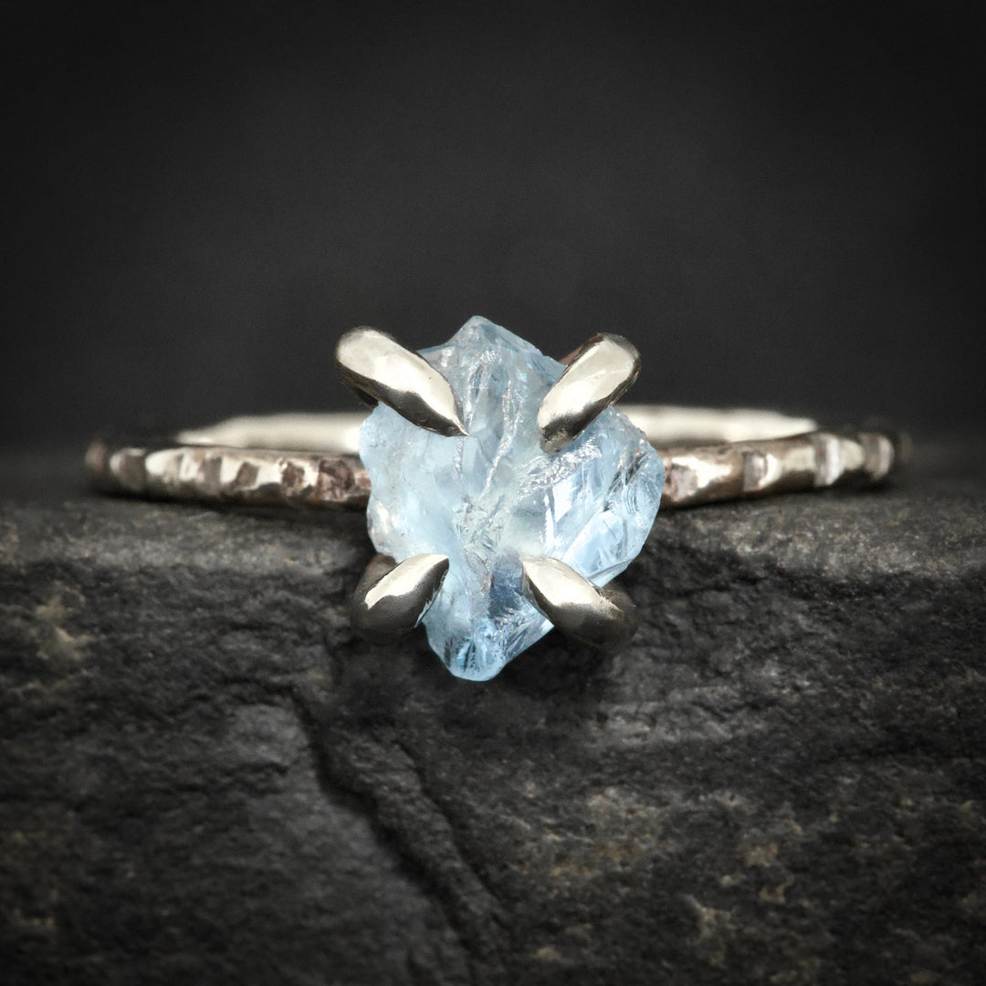 Raw Aquamarine Crystal Ring