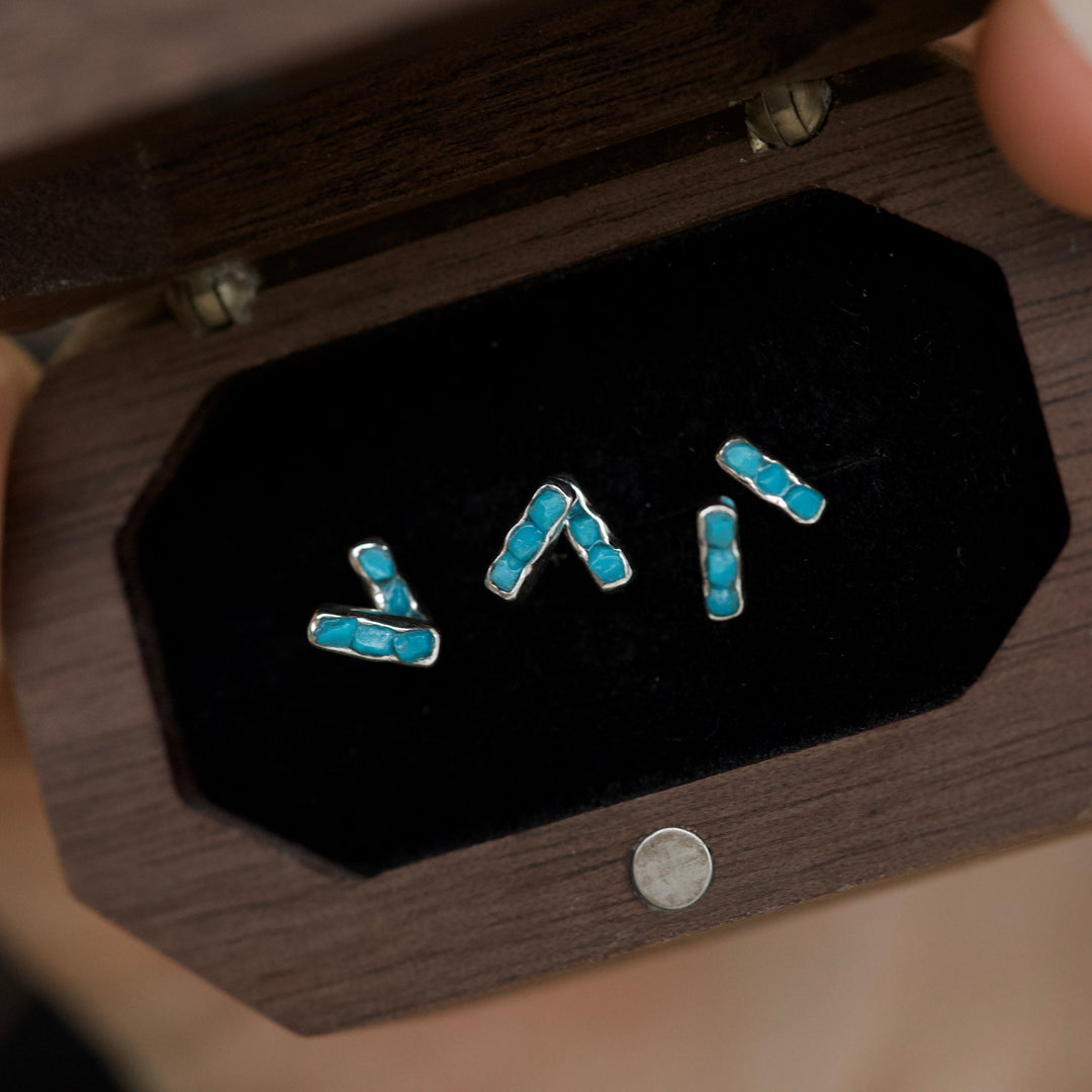 Raw Sleeping Beauty Turquoise Bar Studs