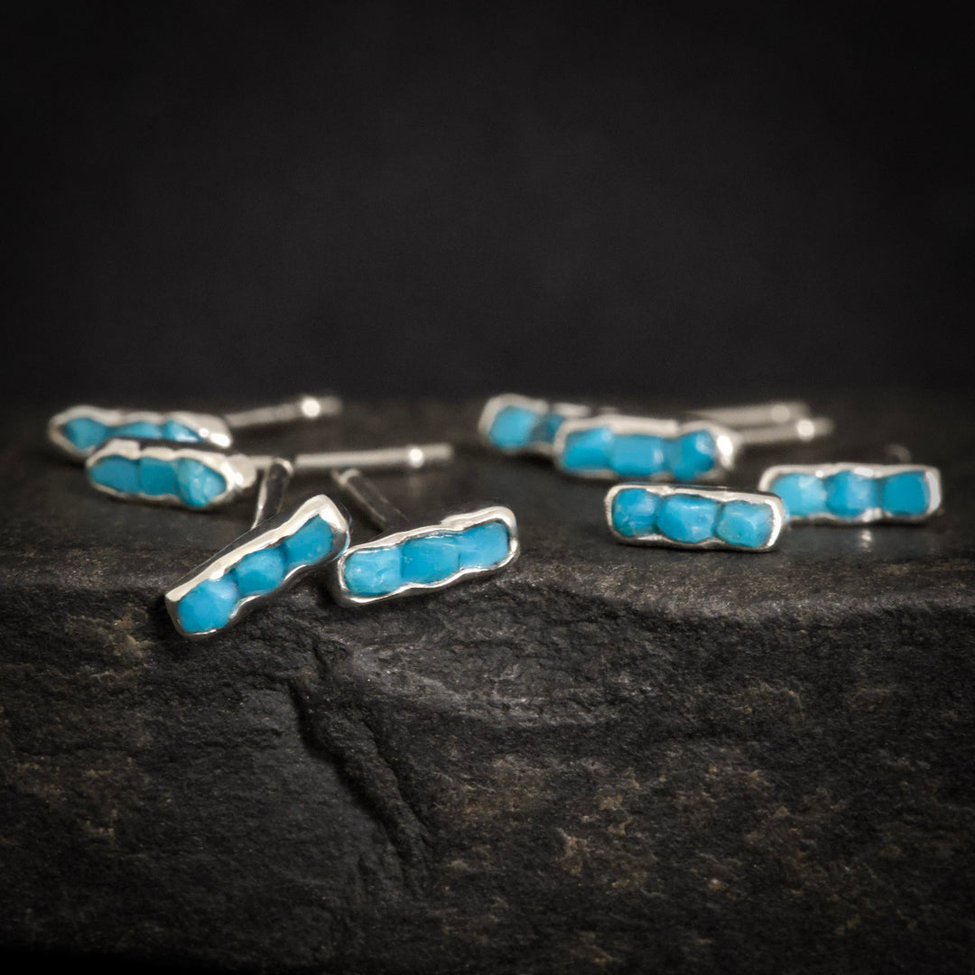 Raw Sleeping Beauty Turquoise Bar Studs