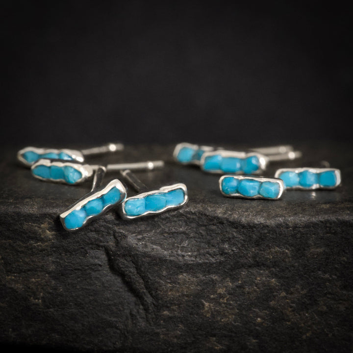 Raw Sleeping Beauty Turquoise Bar Studs