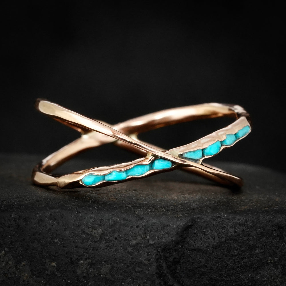 Raw Turquoise X Ring