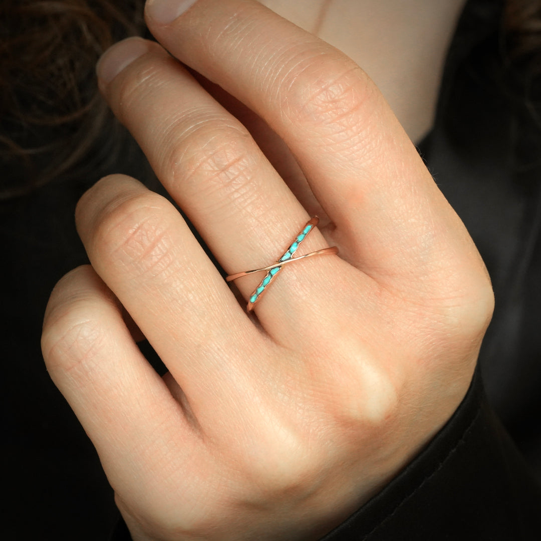 Raw Turquoise X Ring