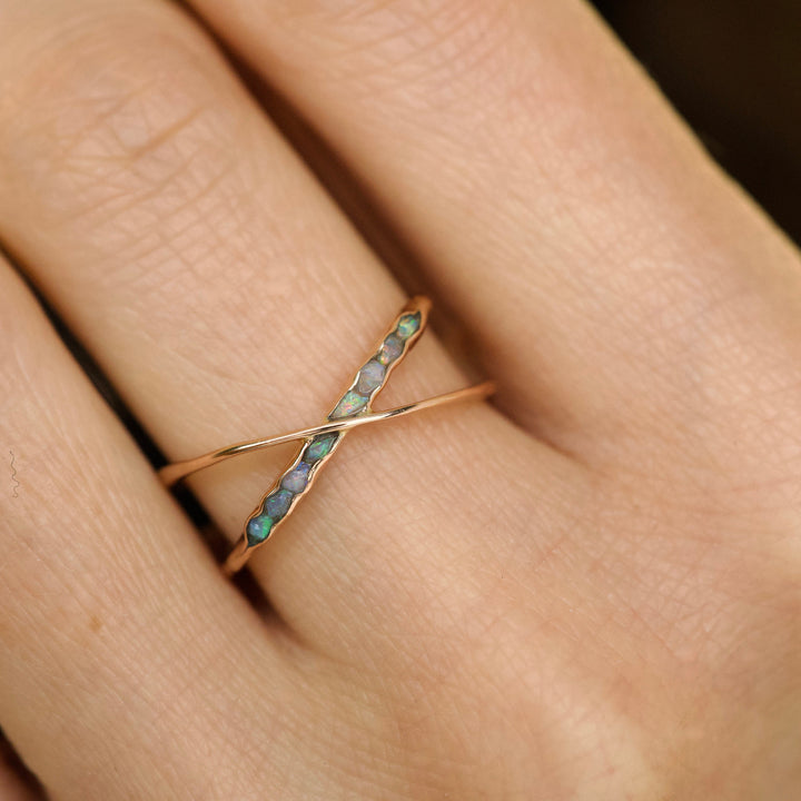 Raw Australian Opal X Ring