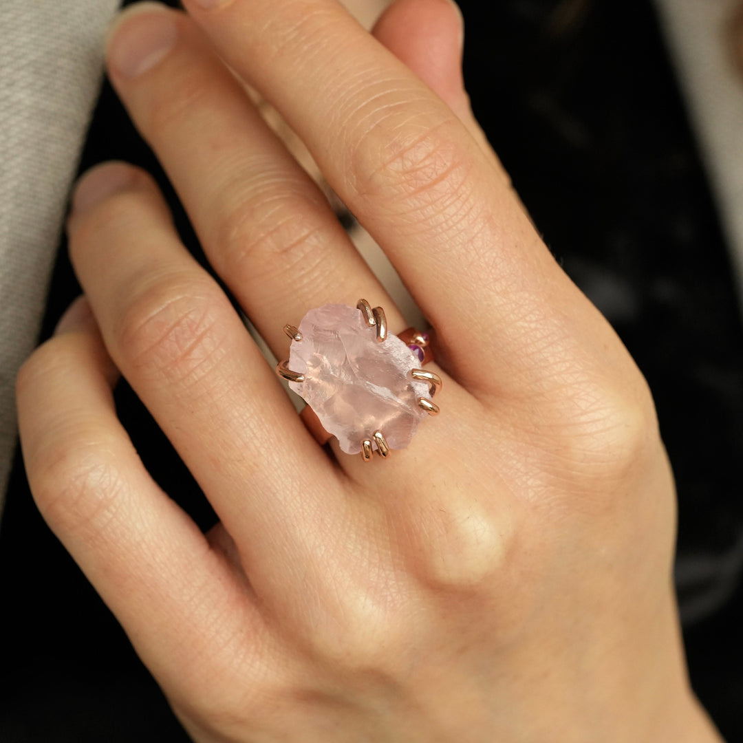 Raw Rose Quartz Statement Ring