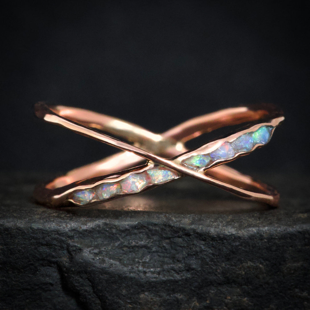 Raw Australian Opal X Ring