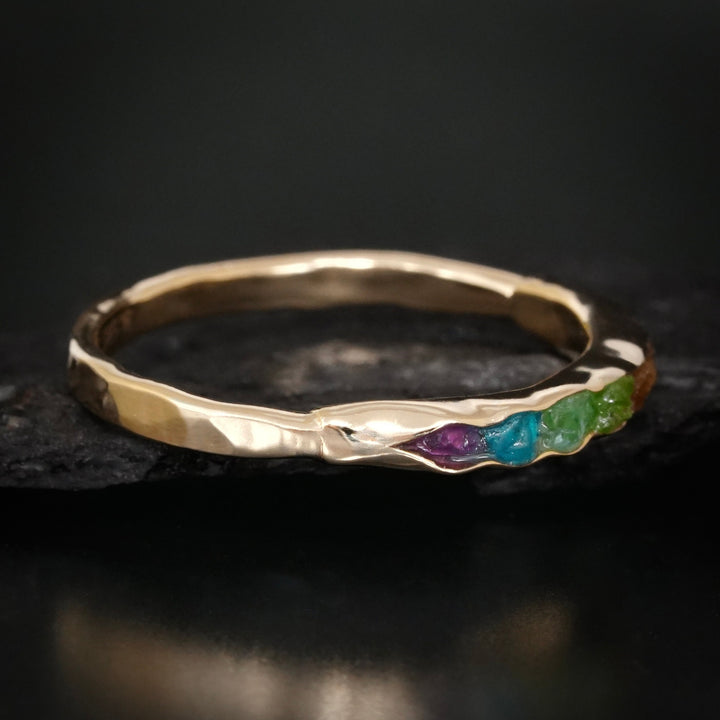 Raw Stone Rainbow Band Ring