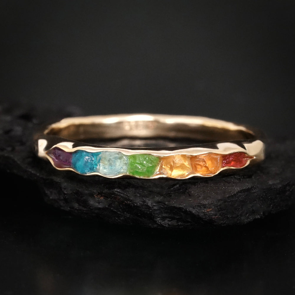 Raw Stone Rainbow Band Ring