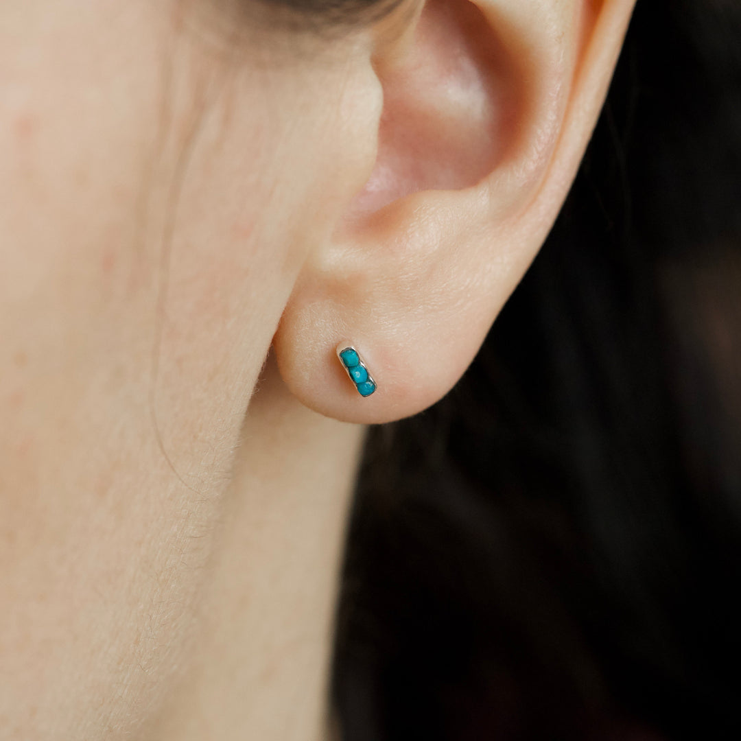 Raw Sleeping Beauty Turquoise Bar Studs