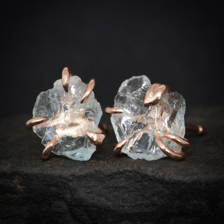 RTS 14k Rose Gold Aquamarine Studs