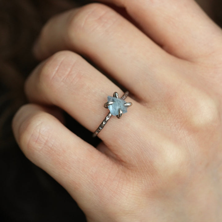 Raw Aquamarine Crystal Ring