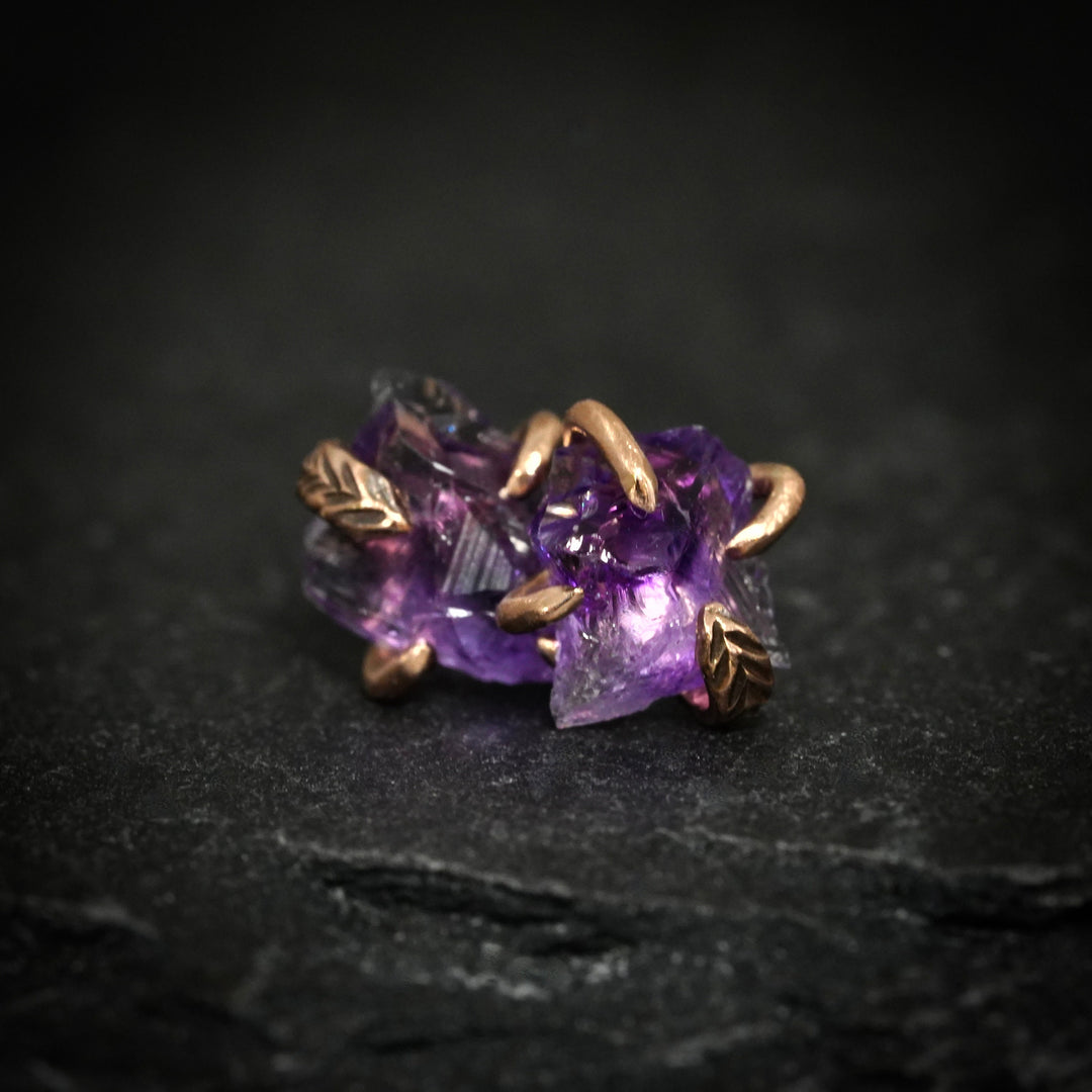 RTS Rose Gold Raw Amethyst Studs