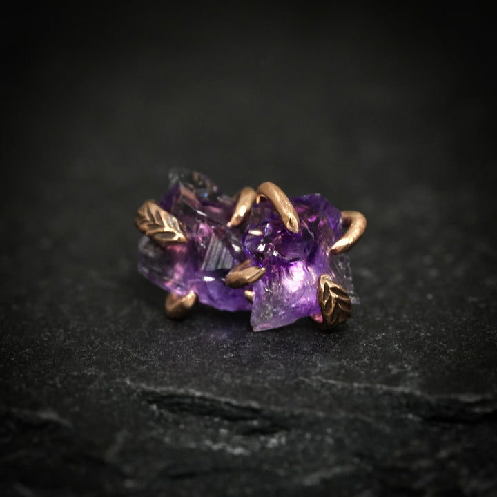 RTS Rose Gold Raw Amethyst Studs