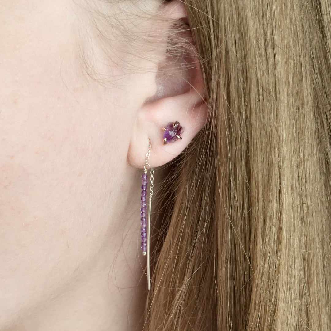 Raw Amethyst Stud Earrings