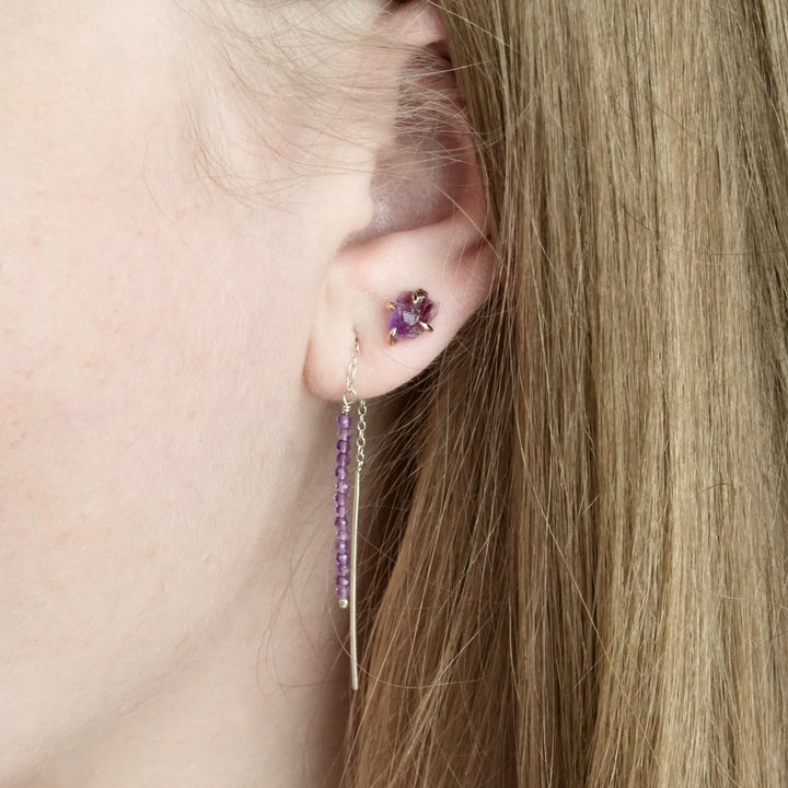 RTS Rose Gold Raw Amethyst Studs