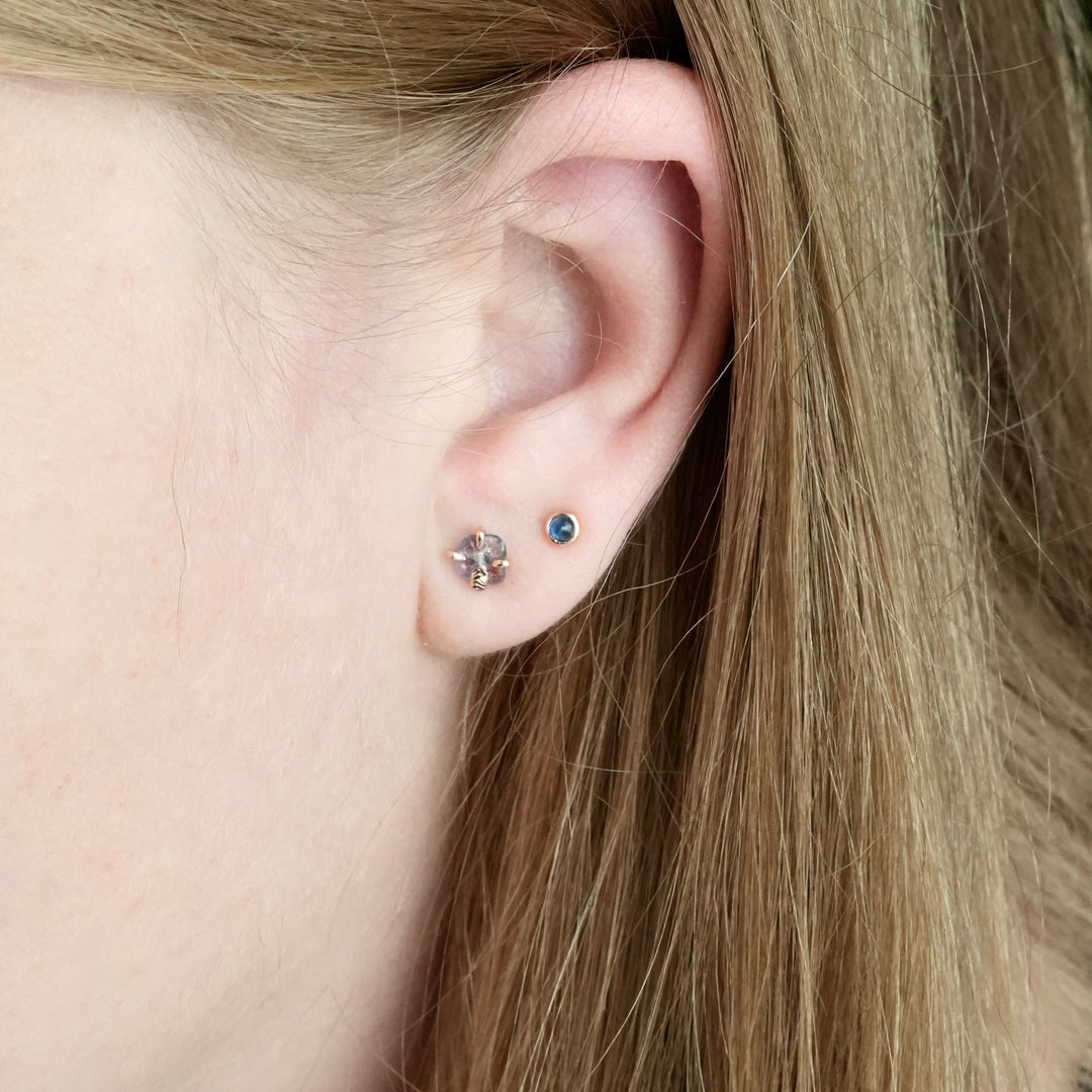 Raw Natural Montana Sapphire Studs