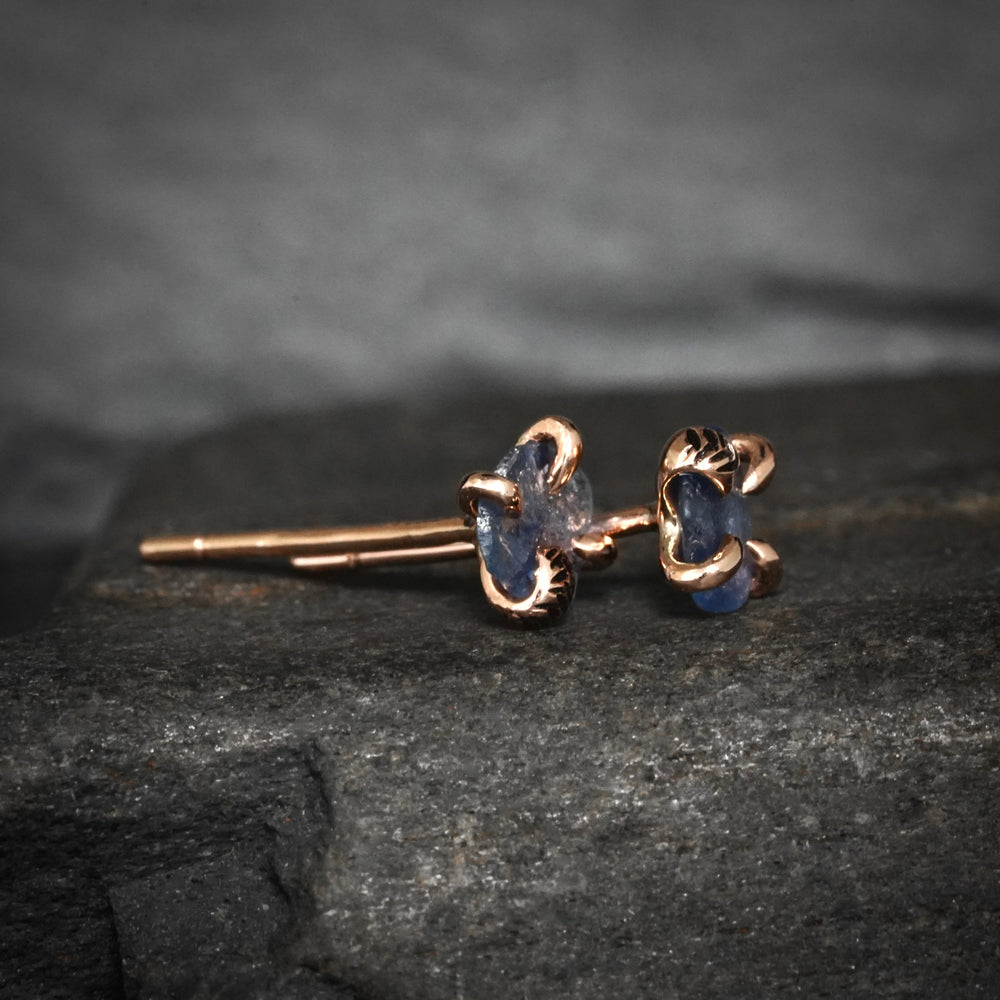 Raw Natural Montana Sapphire Studs