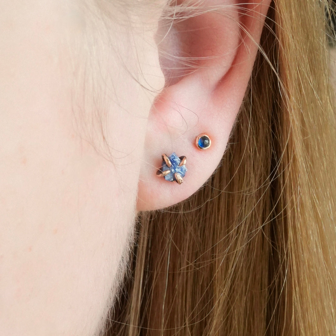 Tiny Blue Sapphire Stud Earrings