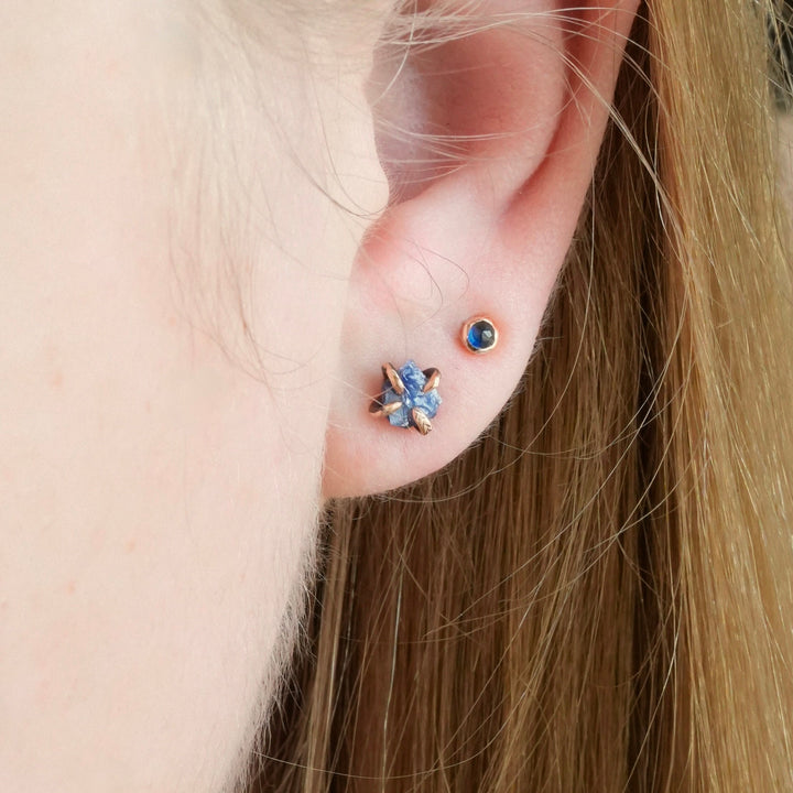 Tiny Blue Sapphire Stud Earrings