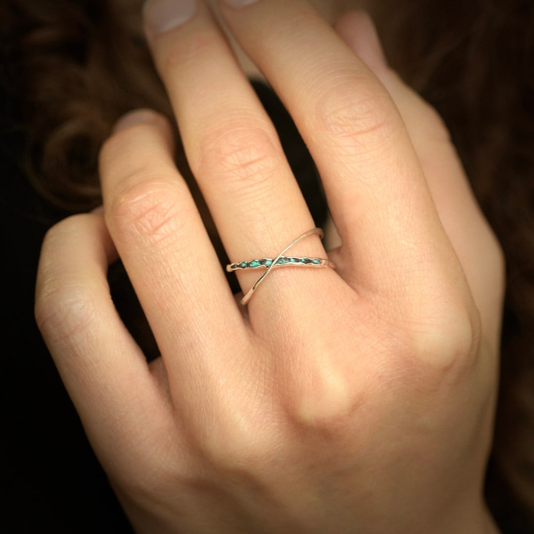 Raw Turquoise X Ring