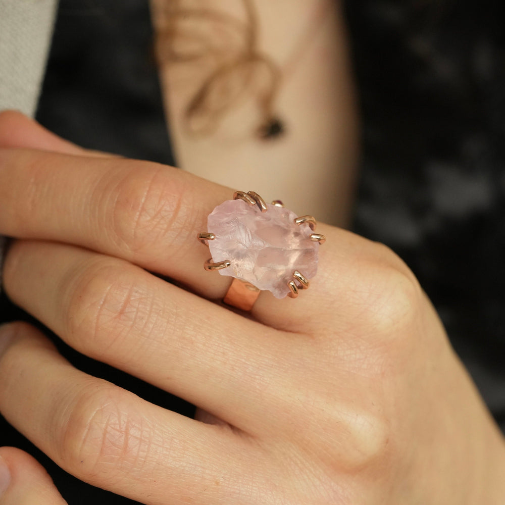 Raw Rose Quartz Statement Ring