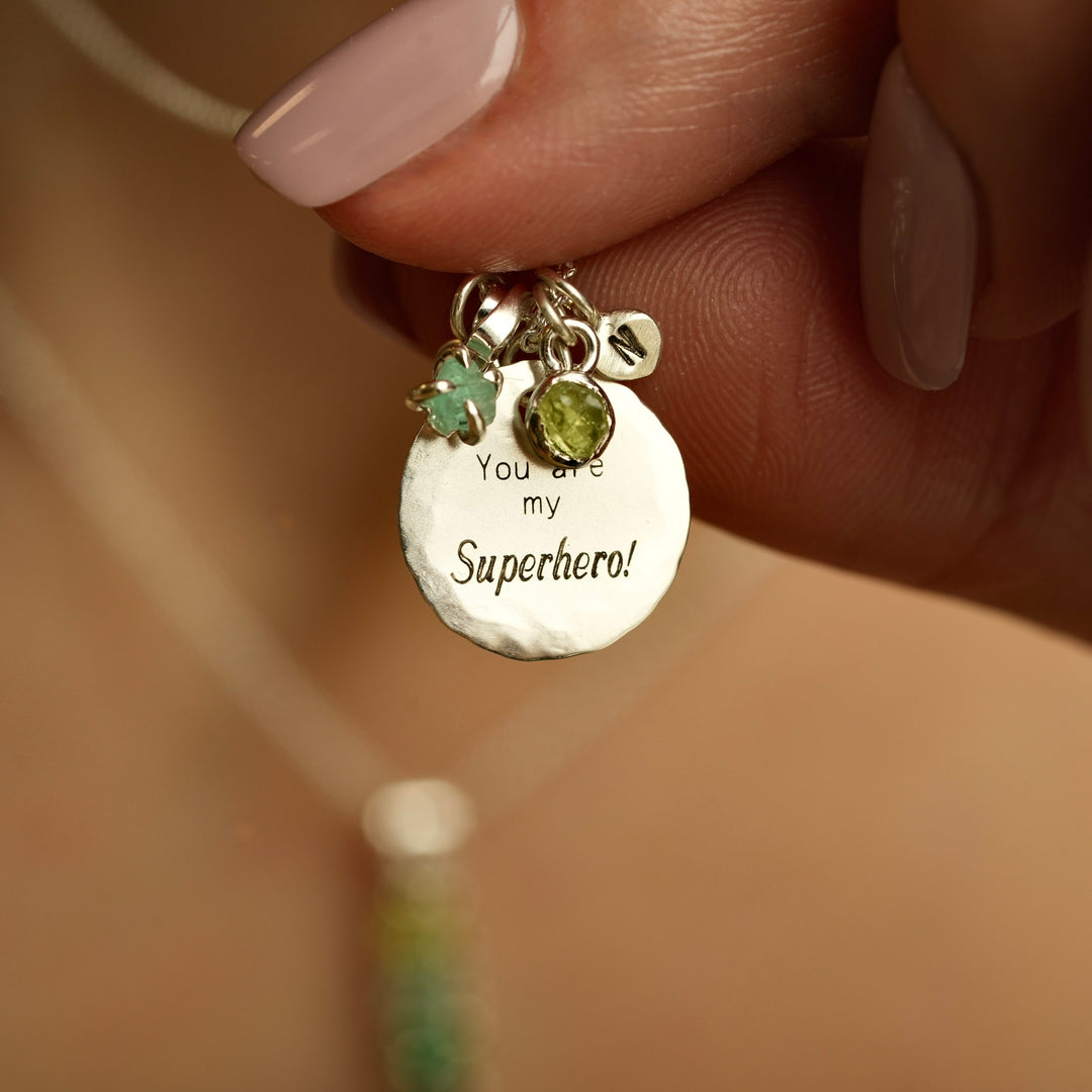 Birthstone necklace with a engraving