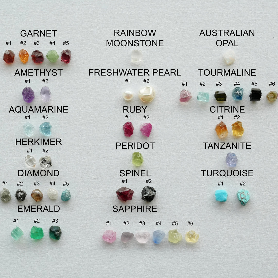 CUSTOM Raw Personalised Birthstone Mother's Stud Earrings