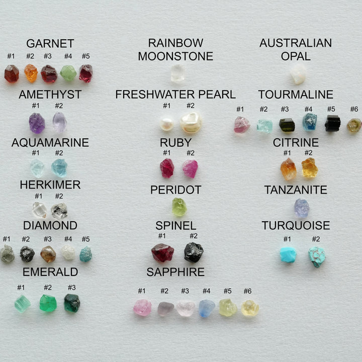 CUSTOM Raw Personalised Birthstone Mother's Stud Earrings