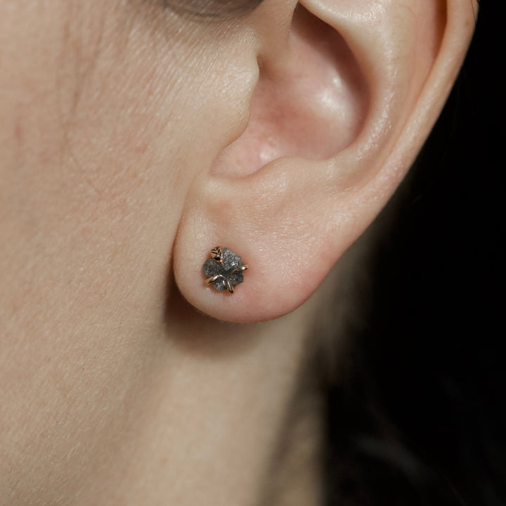 Raw Grey Diamond Stud Earrings