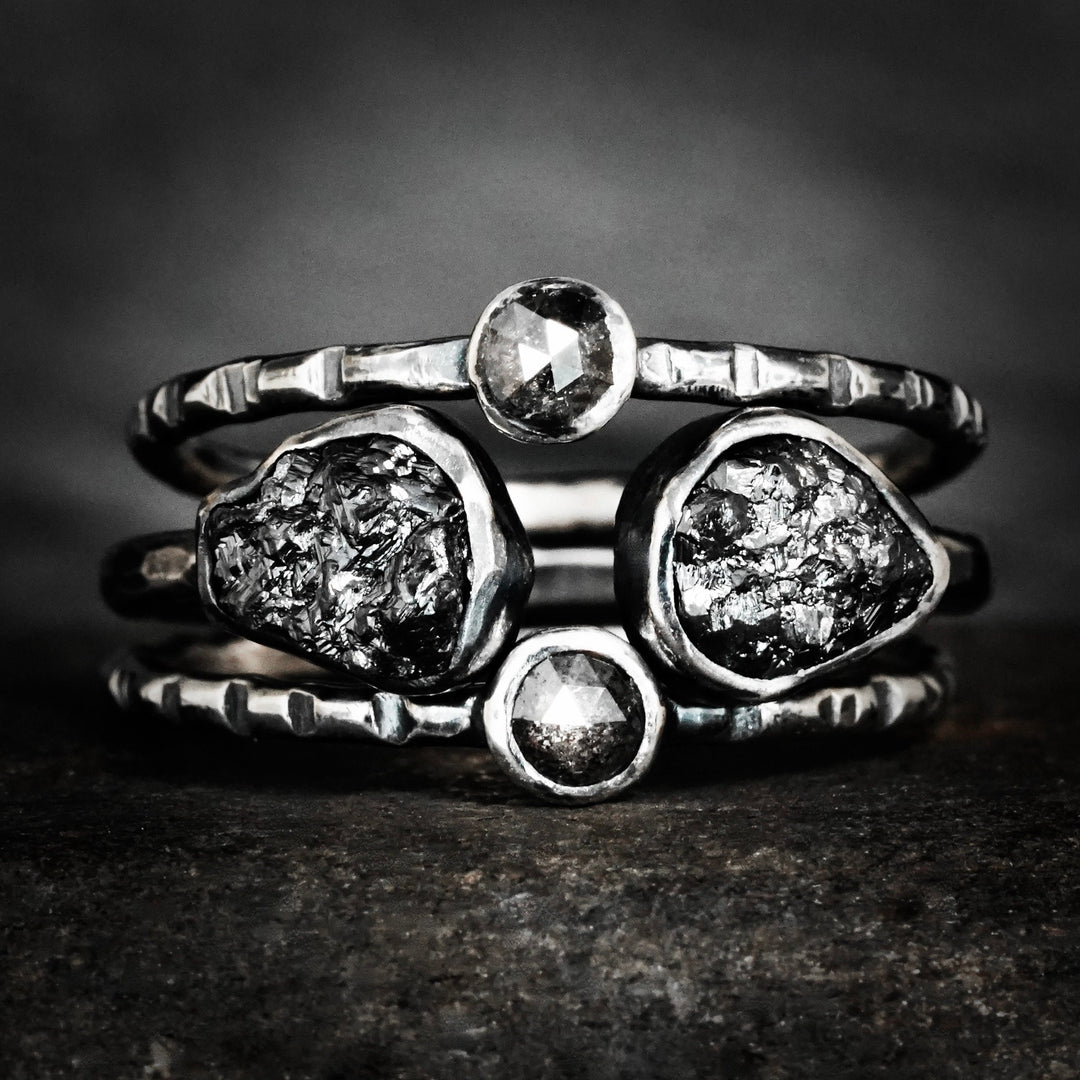 Salt and Pepper Diamond Ring