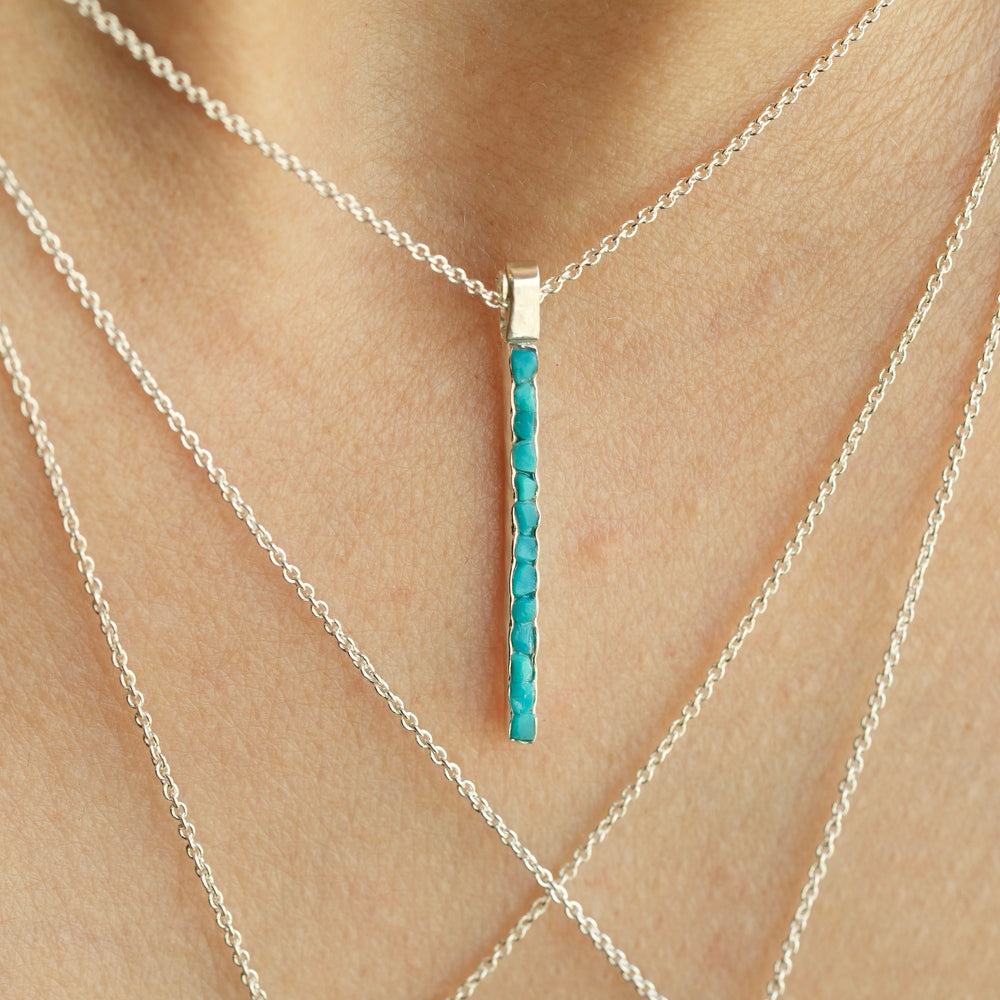 Raw turquoise bar necklace